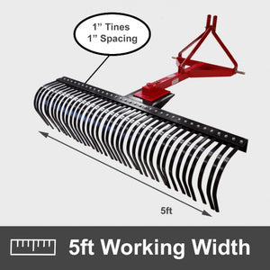1500mm 5ft Landscape Stick Rake 3 Point Linkage | QualityJack