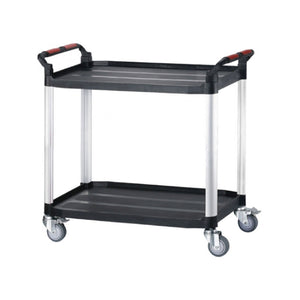150 Rated 2 Tier Black Plastic Multi Function Utility Trolley Cart