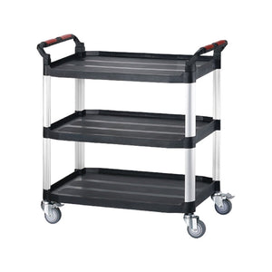 150kg Rated 3 Tier Black Plastic Multi function Utility Trolley Cart