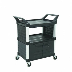 Shelf Utility Cart with Lockable Doors,Sliding drawer | QualityJack