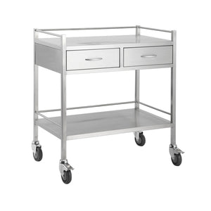 Stainless Steel Medical Trolley with Rails and Side By Drawers