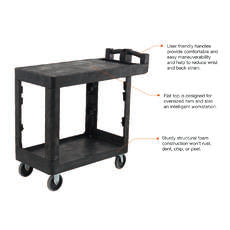 Bitbar 2 Tier Flat Shelf Utility Cart Trolley | QualityJack