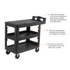 Bitbar 3 Flat Shelf Utility Cart Trolley | QualityJack