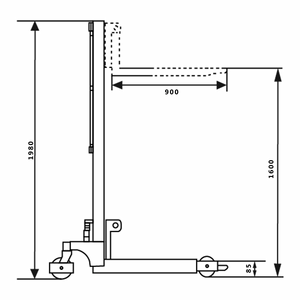 1000Kg Straddle Leg Manual Pallet Fork Stacker 1.6m Lift