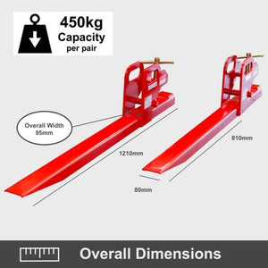 Heavy Duty 450kg Front End Bucket Loader Clamp Fork Extensions | QualityJack